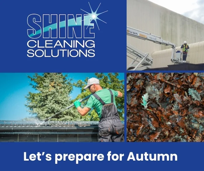 cladding cleaning, gutter vacuuming; shine cleaning solutions autumn building maintenance glasgow